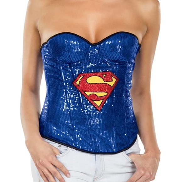 Rubie's Tops - NWT Rubies DC Comics Supergirl Halloween Sequin Corset Cosplay MEDIUM